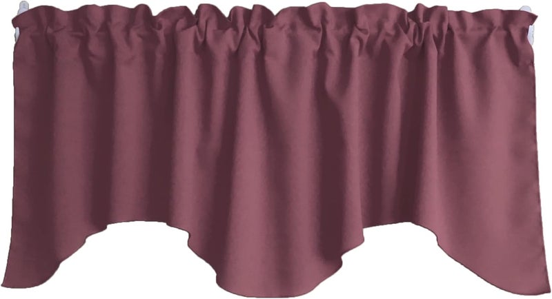 Zen Creative Designs Solid Poplin Scalloped Window Valance Home Décor Bedroom Nursery Kitchen Window (Dusty Rose) - Image 1